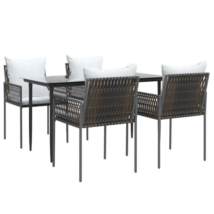 VidaXL Garden Dining Set 5 Pcs Cushions Wicker Steel 3187053