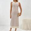 Spring/Summer New Slim Intercolored Women's Knitwear Striped Long Skirt Fashion Dress