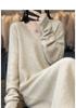 Abito-Maglione in Maglia di Cashmere a Manica Lunga con Scollo a V Slim Fit per Autunno e Inverno