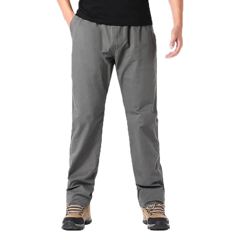 Wiosenne jesienne modne spodnie casualowe dla mężczyzn bawełniane spodnie cargo w jednolitym kolorze z elastyczną talią proste nogawki streetwear męskie spodnie joggers