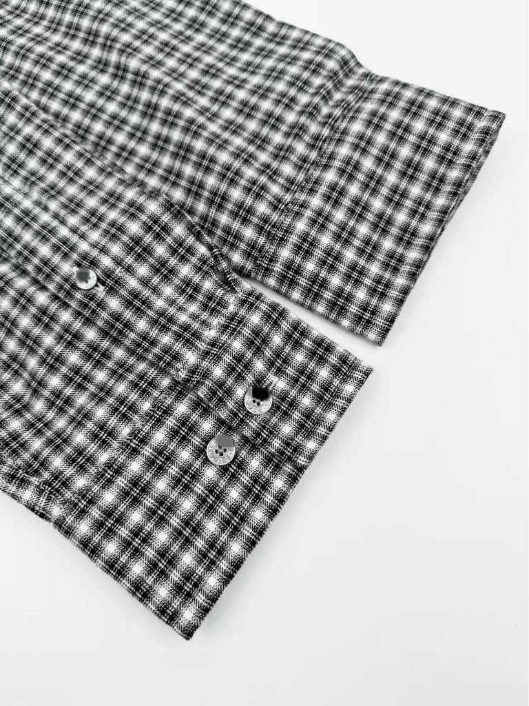 Exklusives Hochwertiges Unisex Kariertes Baumwoll Langarm Lockere Passform Hemd