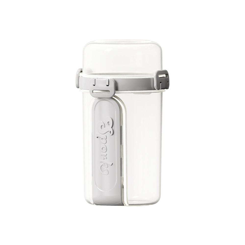 New 600ml Breakfast Cups Double-layer with Spoon Yogurt Bowl Leak Proof Reusable Salad Cup for Oatmeal Cereal Nut Yogurt