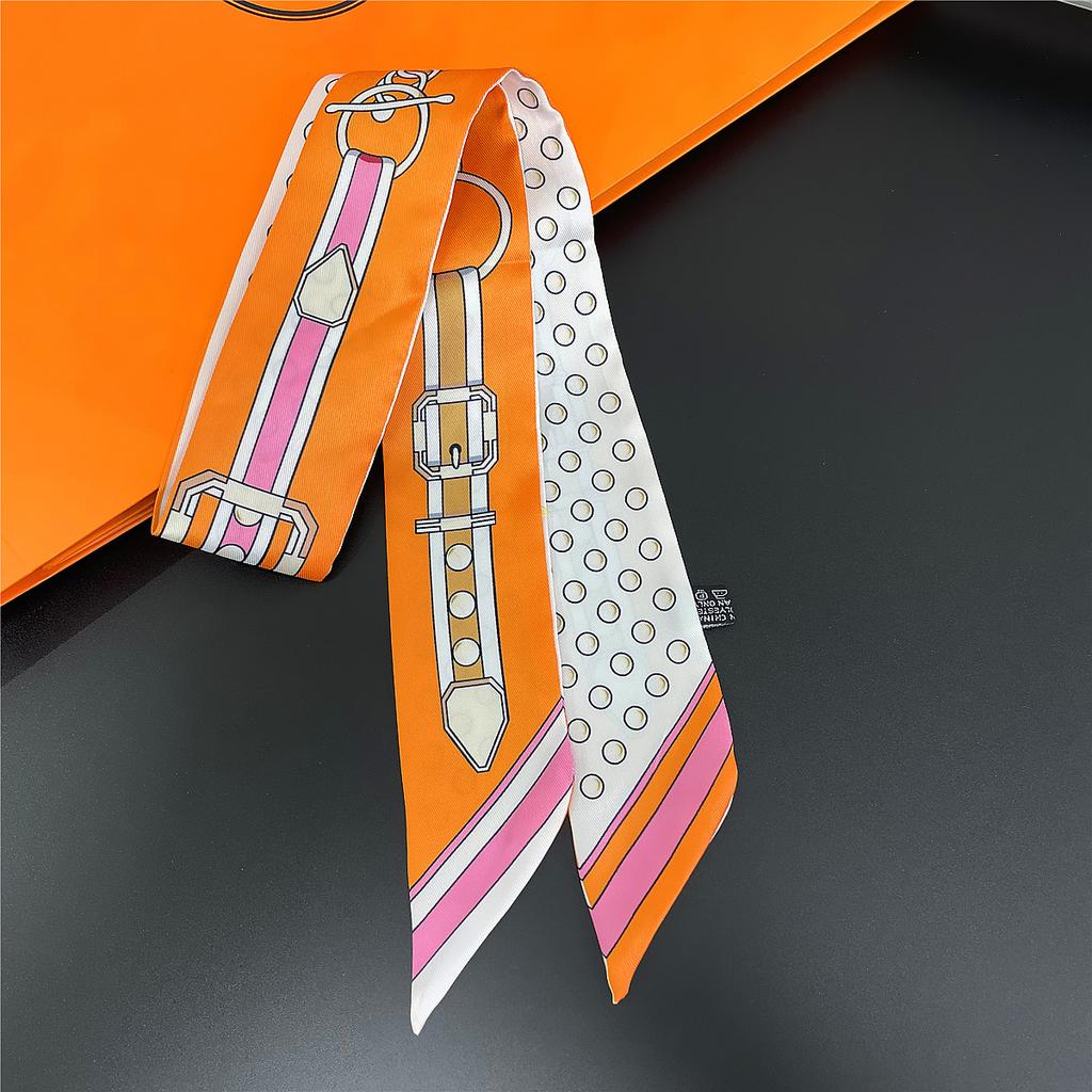 Women Scarf Luxury Chain Imitation Silk Scarf Fashion Hair Headband Foulard Skinny Bag Scarves Neckerchief Skinny