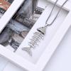 Silver Fish and Bone Necklace with Diamonds, Versatile and Simple Long Coat Chain for Men