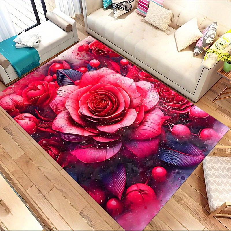 1pc Rose Abstract Themed Rug for Home Decor, Non-slip Office Carpet, Chair Mat, Outdoor Mat, Christmas and Halloween Gifts-0731115