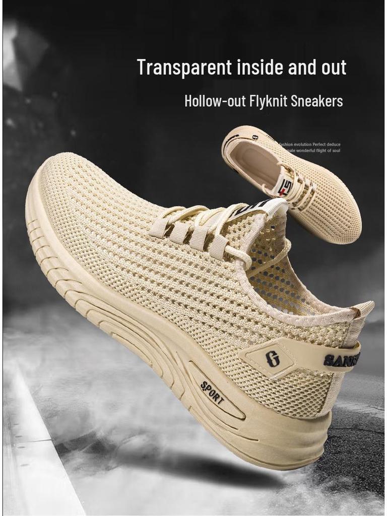 Herren Sommer Atmungsaktives Mesh Slipper Koreanischer Stil Flyknit Schuhe