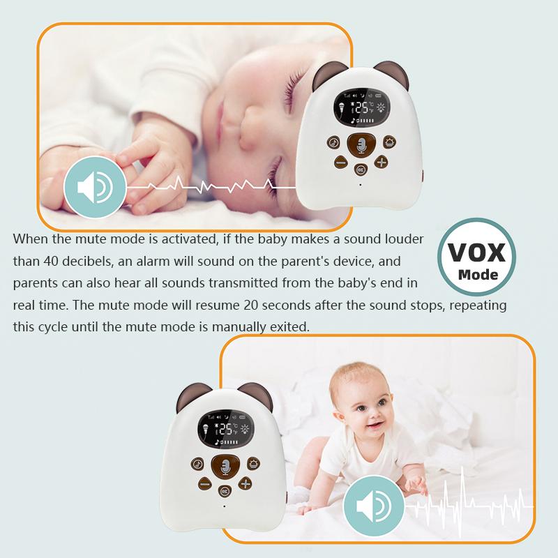 Voice Intercom Baby Monitor 2.4Ghz Wireless Long Range  Audio Sender Reciever Lullaby Temperature Display Nanny Cam V50