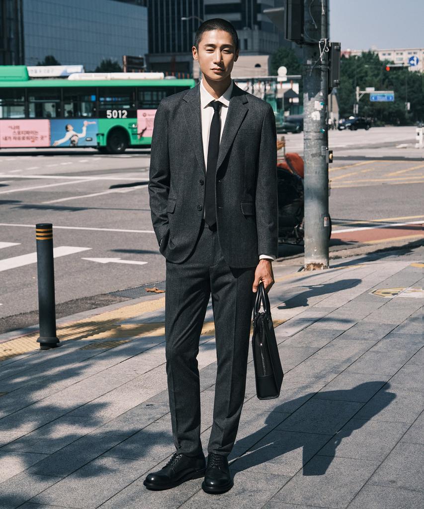 STCO Twill Brushed Blazer_Charcoal Gray (Relaxed Fit)_Sejwd01Nsc