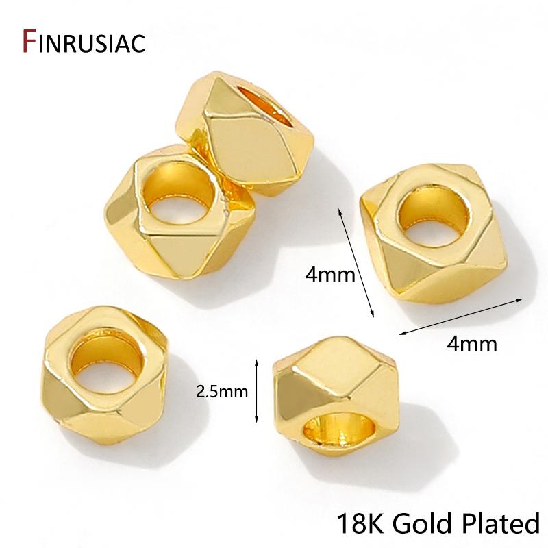14K Gold Plated Brass Faceted Spacer Beads,Separator For Beads,DIY Bracelet Making Accessories,Jewelry Materials