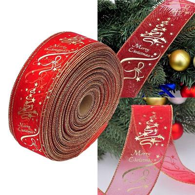 Modische kreative rote Blumendruck-Weihnachtsband-Weihnachtsbaumdekoration
