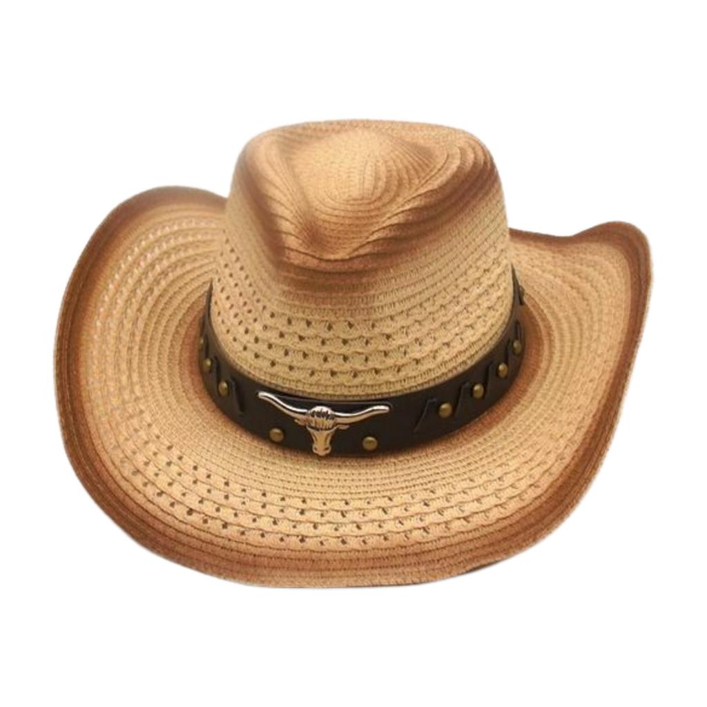 Western Cowboy Straw Hat Men And Women Ethnic Spring And Summer Travel Windproof Sunscreen Straw Hat
