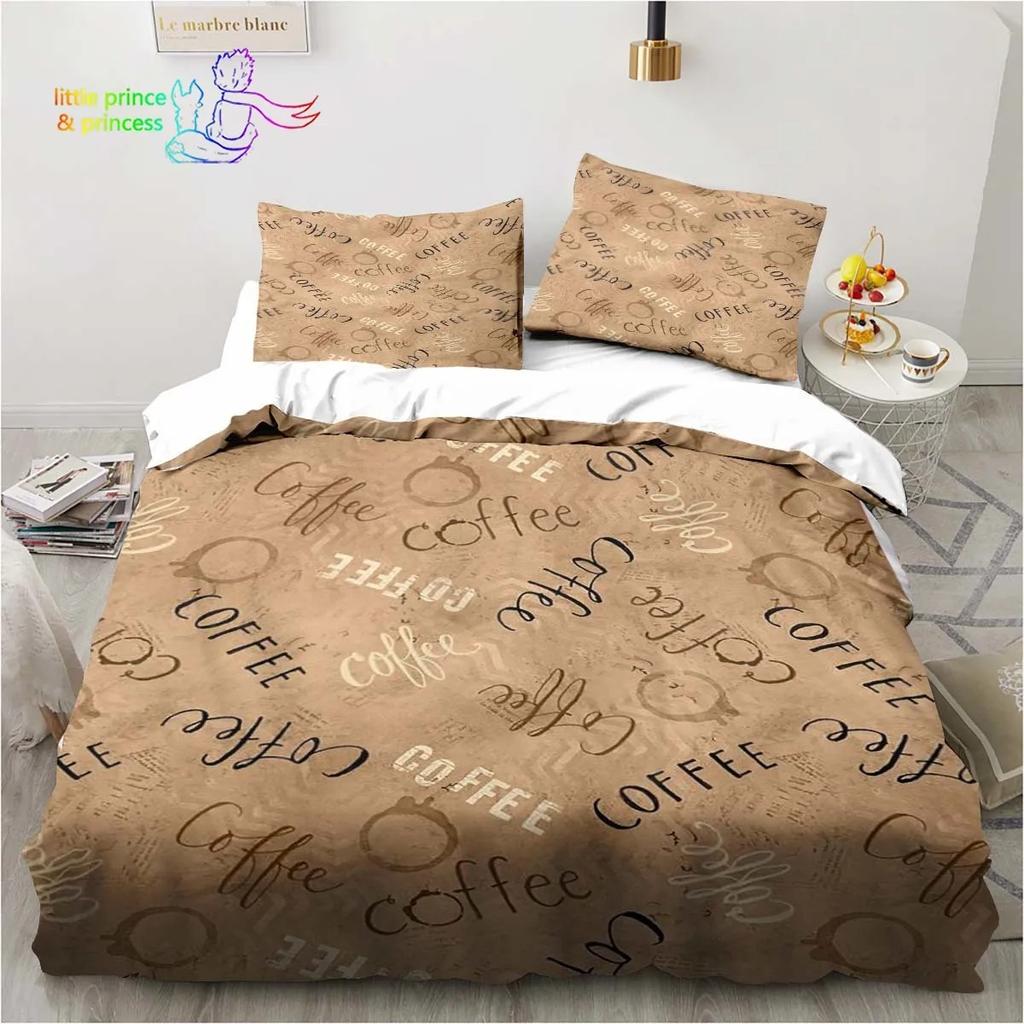 Bettwäsche-Set mit Kaffeemuster, bequemer Bettbezug, Kissenbezug, Kinderzimmerdekoration, Heimtextilien