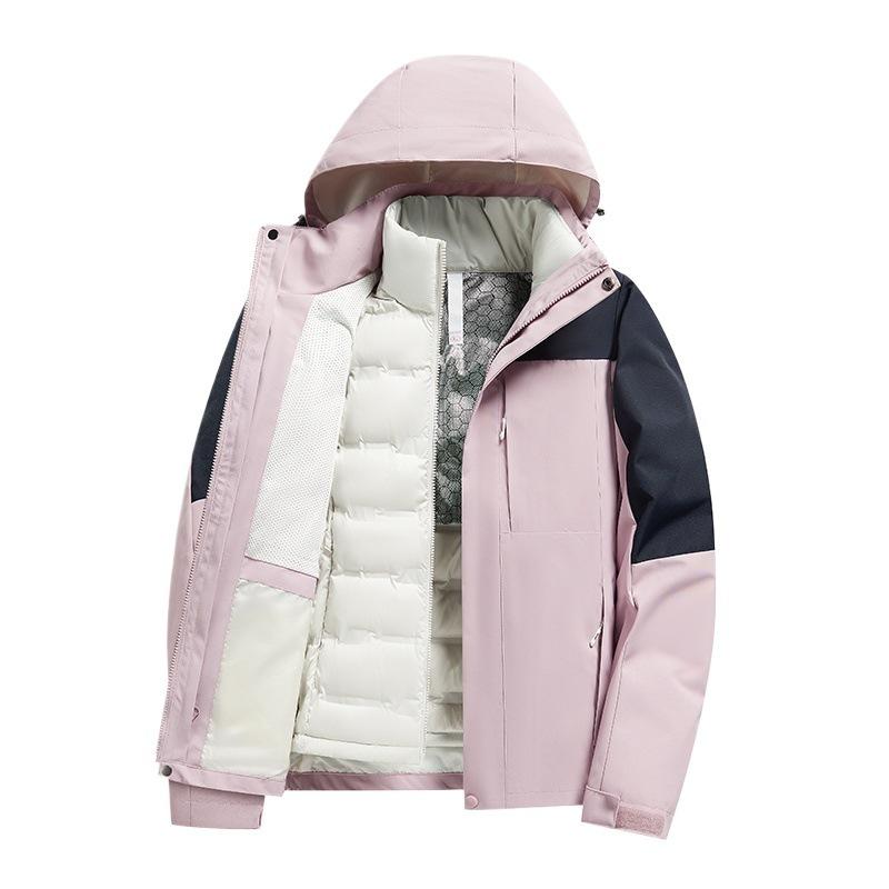 Removable Graphene Liner Ski Jacket: 3-in-1 Winter Outdoor Two-Piece Set for Couples