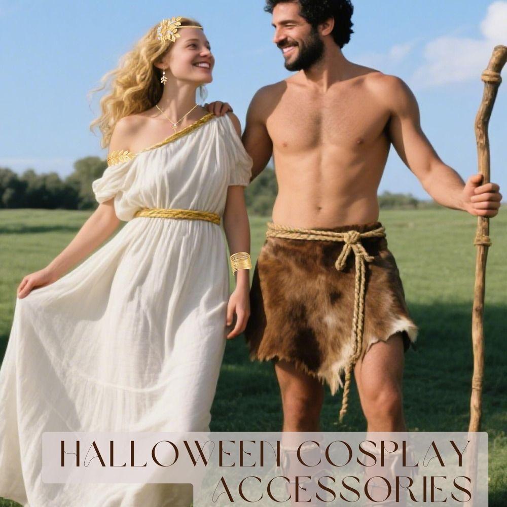 Pente de Cabelo Dourado Folhas Douradas para Noiva Pulseira de Braço Coroa de Folhas de Louro Conjunto de Joias de Deusa Festa Temática