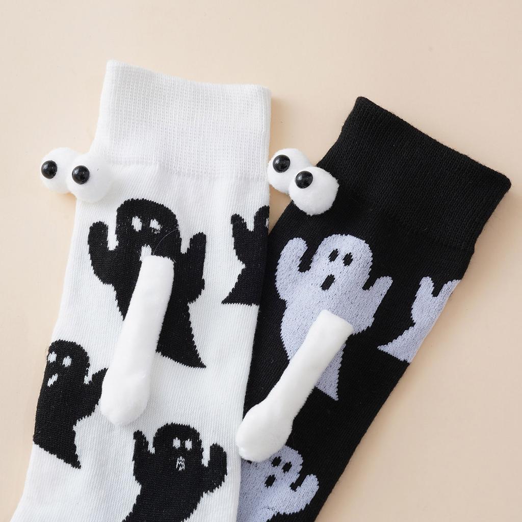 Interactive Halloween Friendship Socks Magnetic Closure Design Neutral Style Soft Polyester Costume Socks