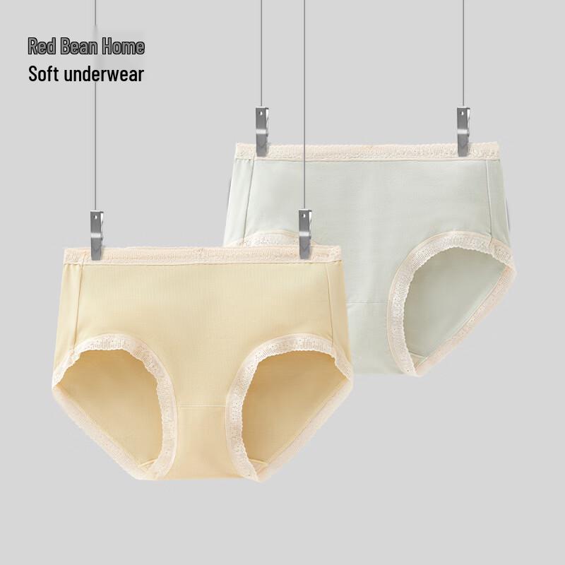Hongdou Women s 40S Combed Cotton Antibacterial Lace Briefs - 2 Pack L