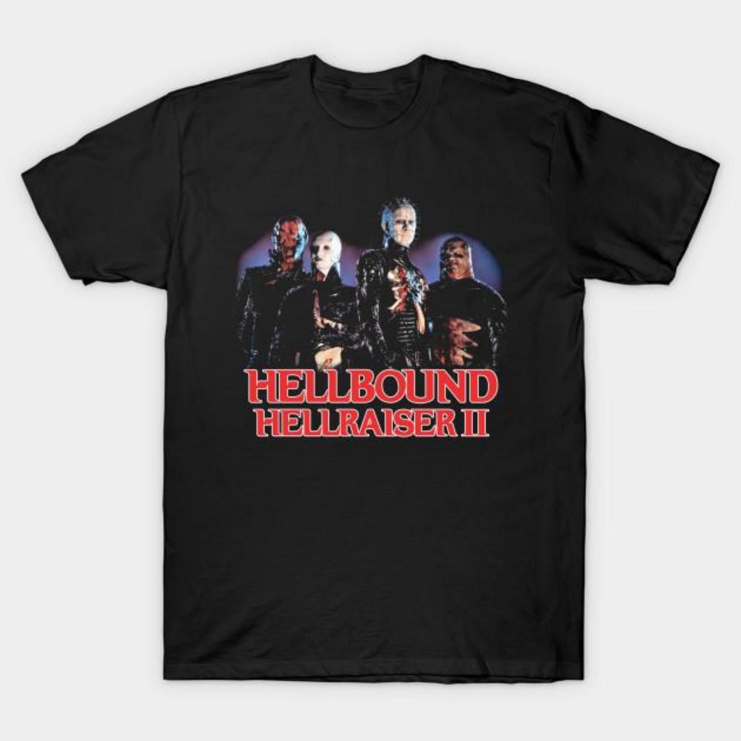 Men Black Print T-shirt Hellbound Hellraiser Ii Cenobites No-Cut Transfer Paper Print Cotton Tshirt S чёрный