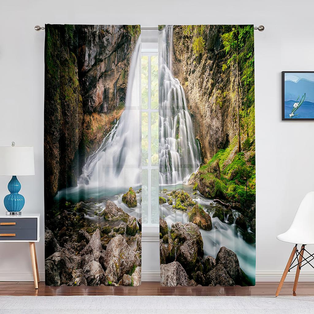 Sunset Clouds Sheer Voile Curtain Sun Rays Landscape View Art Window Tulle Curtains for Living Room Bedroom Kitchen Decorations