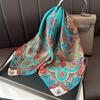 Blue Cherry Blossom Chessboard Mulberry Silk Scarf Female Simulation Silk Scarf Decorative Scarf Mom Shawl 70Cm Square Scarf