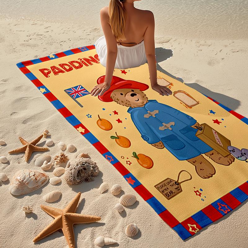 Ultra-Soft Beach Towel with Paddington Bear Theme,Ideal for Pool - Camping, Diving - Perfect Travel Essential, Vibrant Beach Towel.
