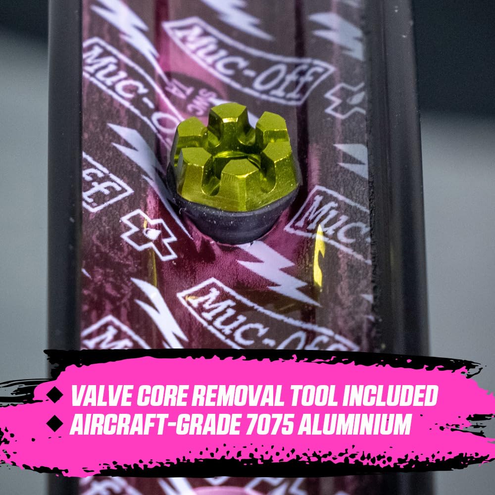 Muc-Off Tubeless Valve Green 44mm Tubeless Valve Stem Valve Core Removal Tool for Tubeless Tire with Presta Valve Stem Cap