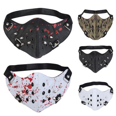 Unisex Punk Sahte Deri Perçin Sivri Toz Geçirmez Yüz Örtüsü Cadılar Bayramı Parti Malzemesi