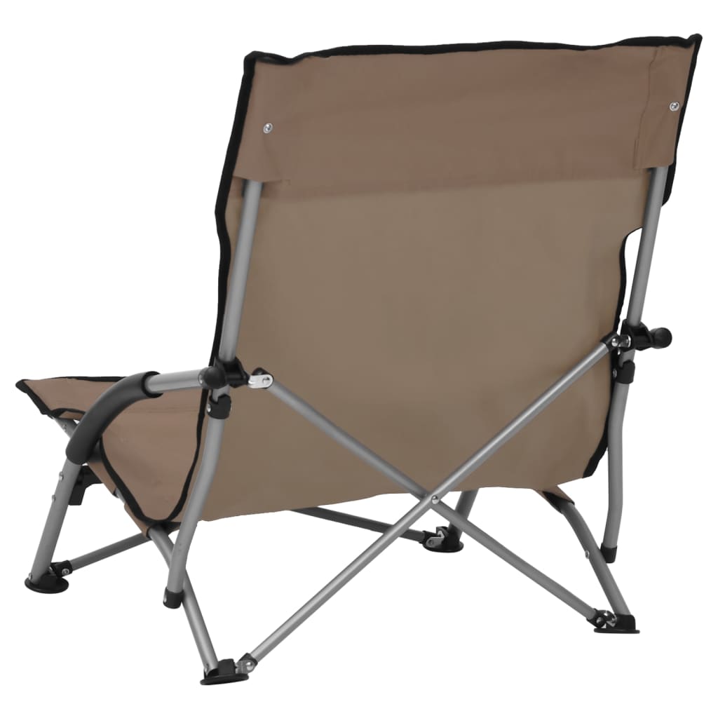 Folding Beach Chairs 2 Pcs Taupe Fabric