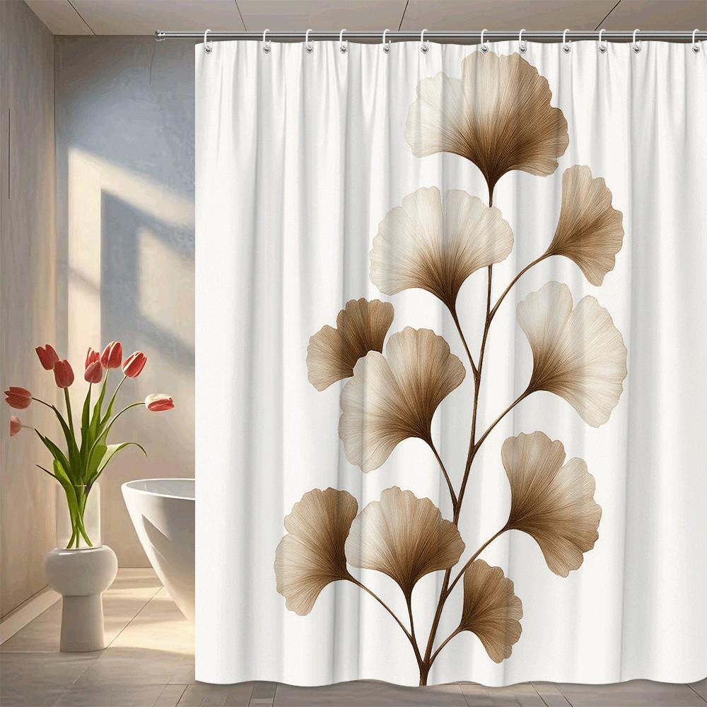 

Ginkgo Leaf Nature Art Shower Curtain Machine Washable All Season Waterproof Privacy Protection Enhance Spatial Aesthetics W60H190(CM)-1 Pcs
