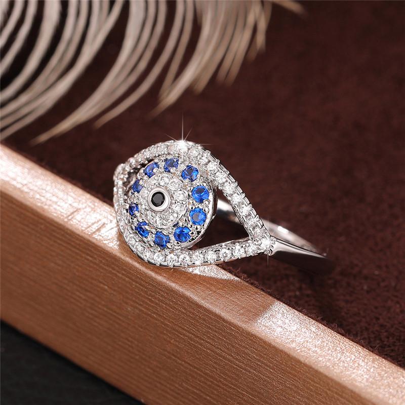 925 Sterling Silver Eye Finger Ring for Women, Hip Hop, Rock Style, Blue Eyes Rings, Funny Girls Gift, Modern Design Jewelry
