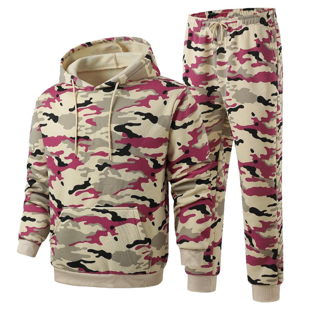 Camouflage Hoodie Herren Set Herren Zweiteiler Herren Kapuzen-Reißverschluss-Cardigan Set