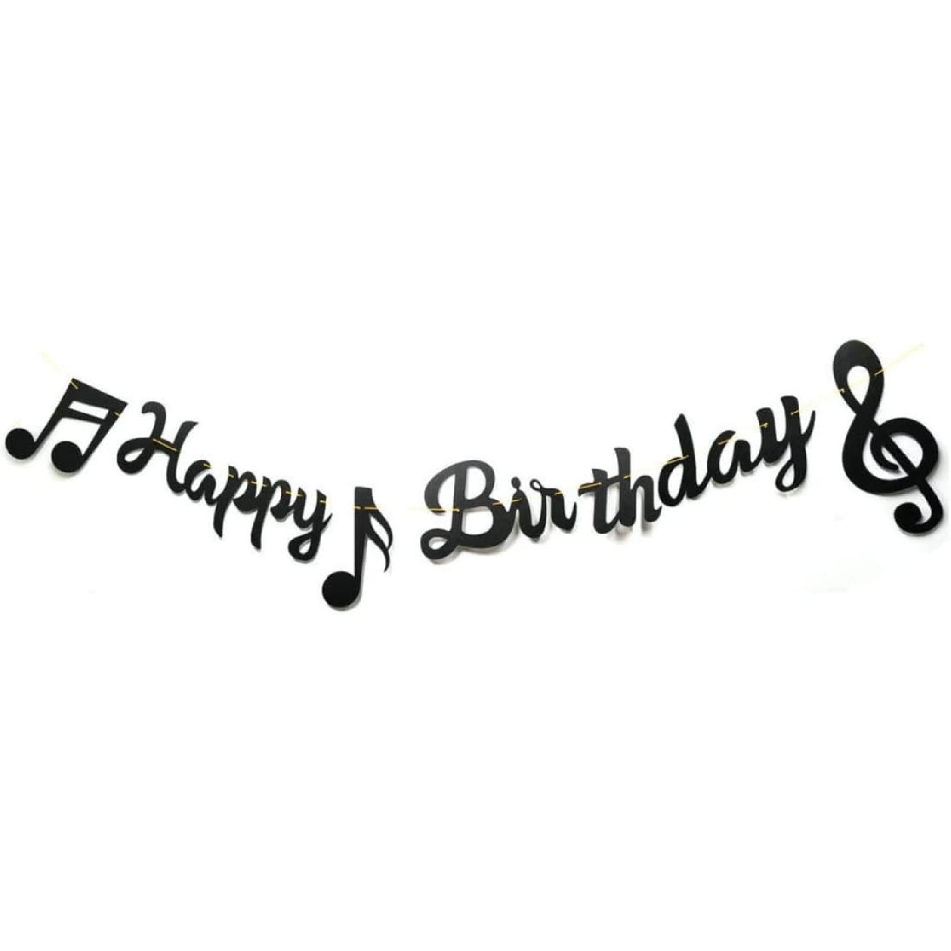 Music Happy Birthday Banner Music Party Decorations, Music Notes Decorations Music Note Garland Black,Party Birthday Shower Pre-Strung чёрный