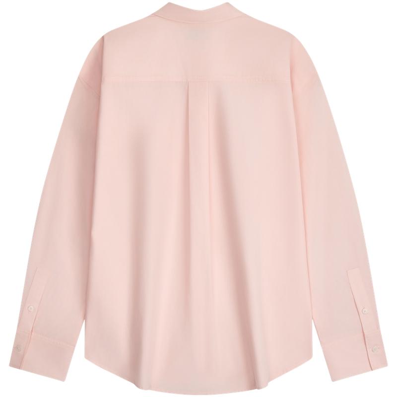 Calvin Klein Casual Vacation Style Embroidered Logo Cotton Sateen Loose Long Sleeve Shirt Women shirts 47F102G