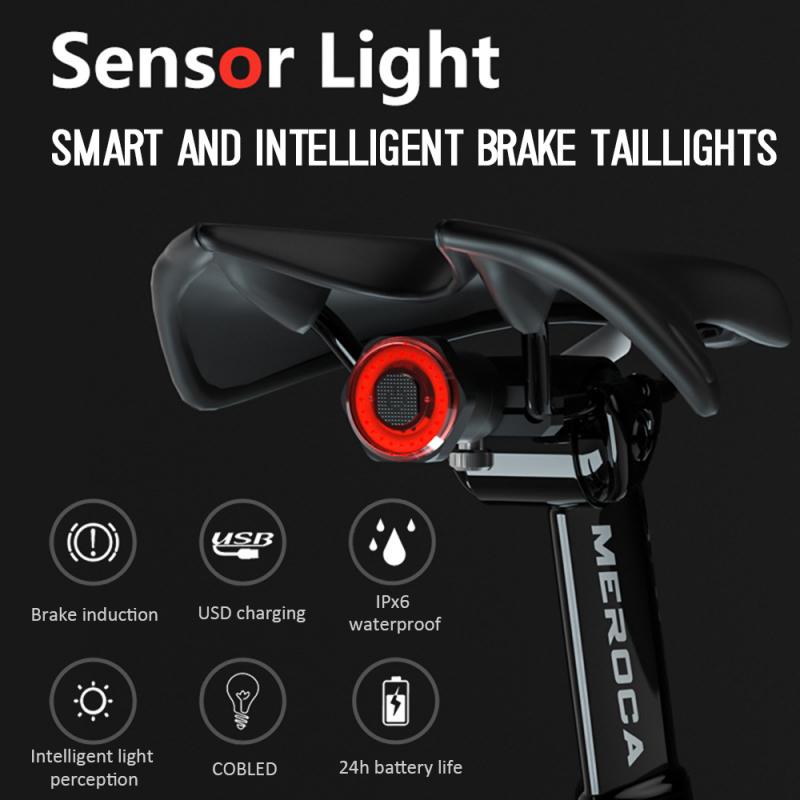 Smart Fahrrad Rücklicht Auto Start/Stop Bremse Sensing IPx6 Wasserdicht USB Ladung Radfahren Schwanz Rücklicht Bike LED