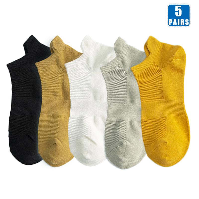 5 Pairs High Quality Men Cotton Breathable Fashion Colorful Leisure Boat Sock Short Sock Solid Color Socks For Male Ankle