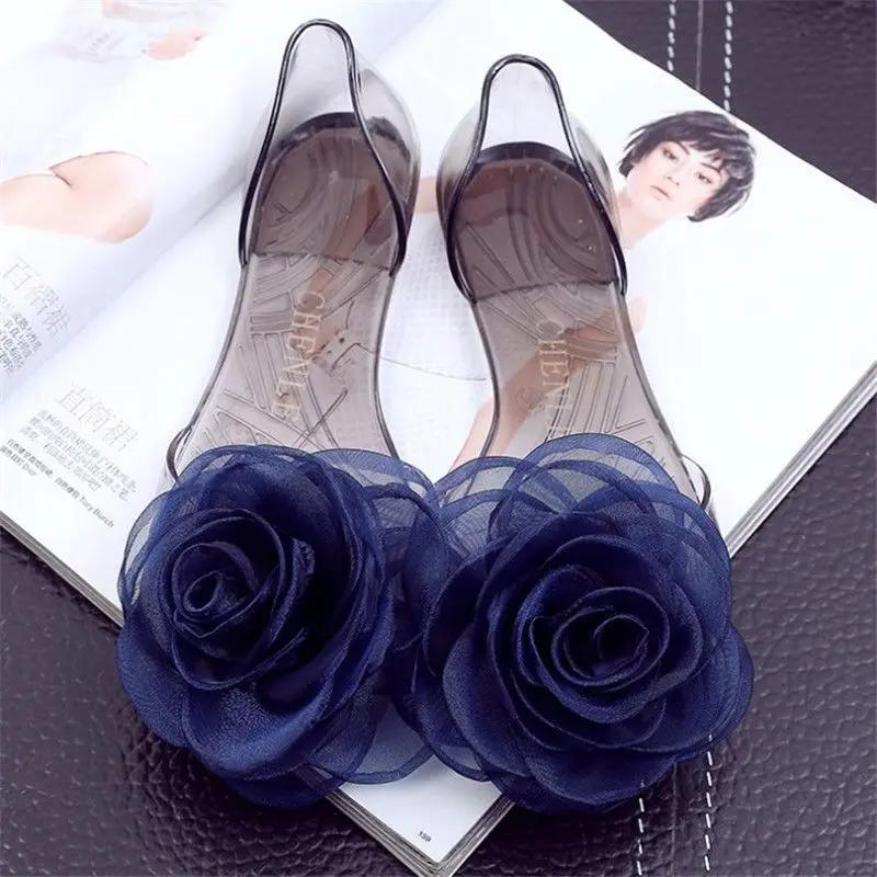 Fashion Women's Shoes No Heel Bow Footwear Transparent Jelly Summer 2024 Beach Sandals for Woman Outdoor Crystal Flat Rubber Trend H Vip