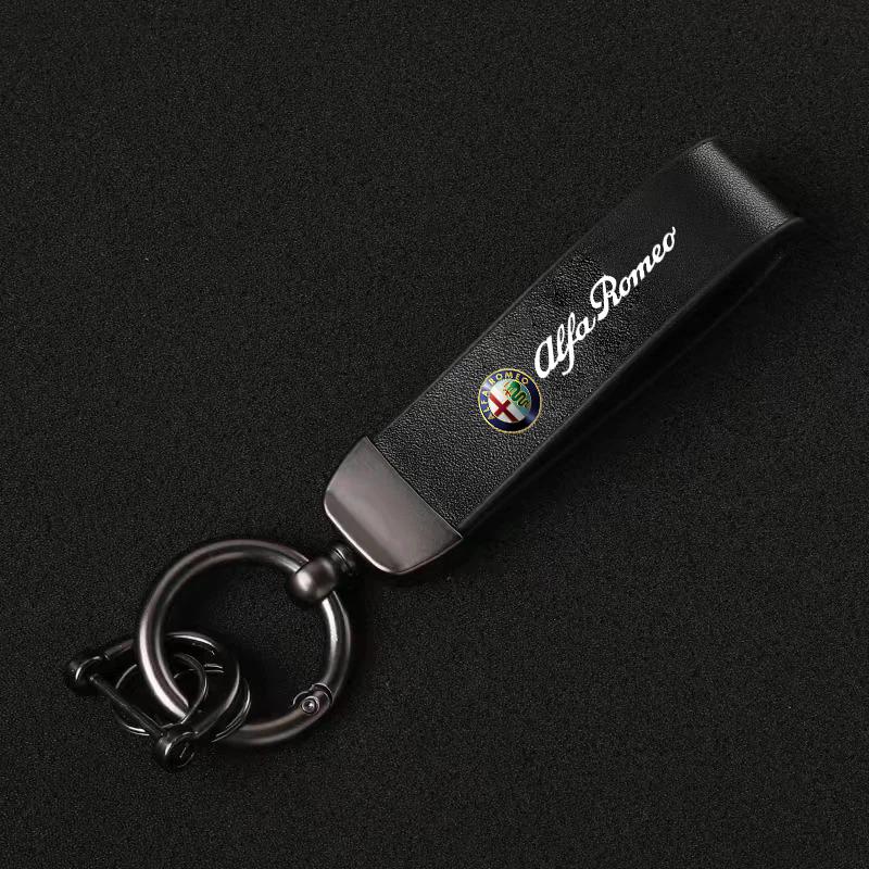2026 Hot Alfa Romeo Leather Car Key Chain Luxury Hanging Pendant Keychain Ring For Alfa Romeo Sportiva Giulia Giulietta 159 156 