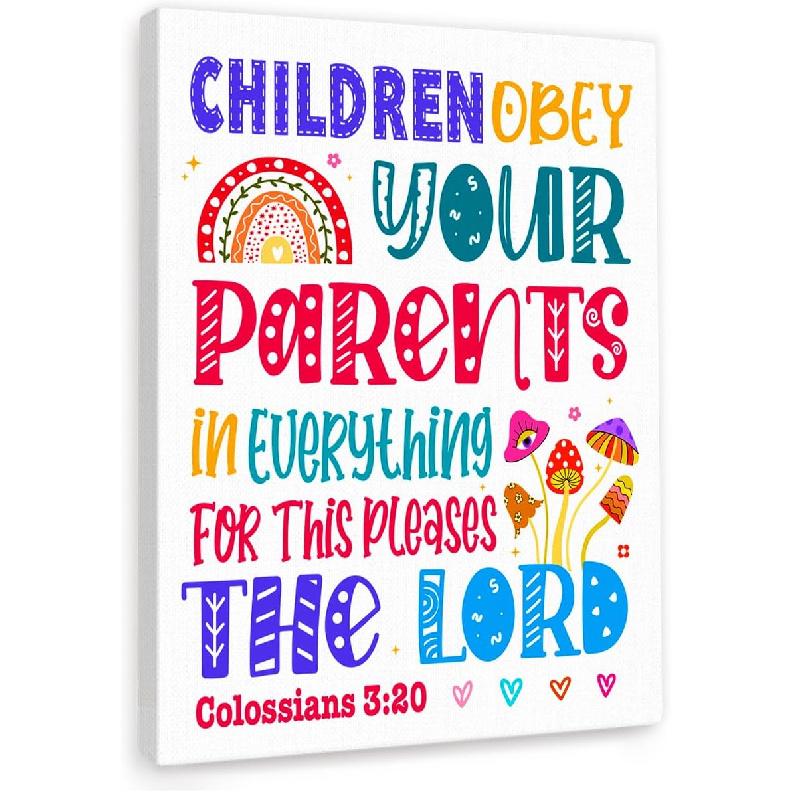 Christian Scripture Wall Art For Kids,The Lord Is With Me Psalm 118:6 pirational Bible Verse Canvas Framed Paintings Posters For Nursery Sunday