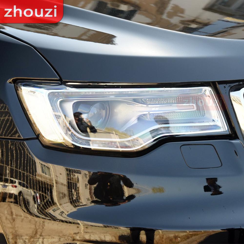 For Jeep Grand Cherokee WK2 2014- Car Headlight Tint Black Protective Film Protection Transparent TPU Sticker 2 Pcs