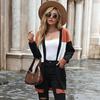 Fashion Casual Tops Shirts Clothing Vintage Fashion Elegant Casual Autumn and Winter Women's Long-sleeved Colorblocking Sweater Cardigan Long Section