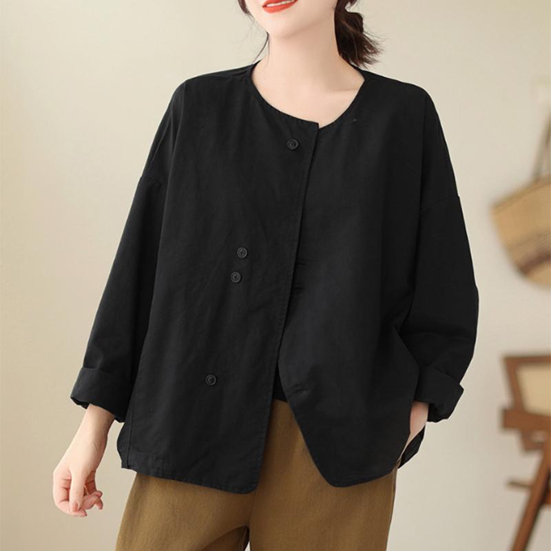 ZANZEA Women Casual Round Neck Solid Color 3/4 Sleeve Loose Blouse