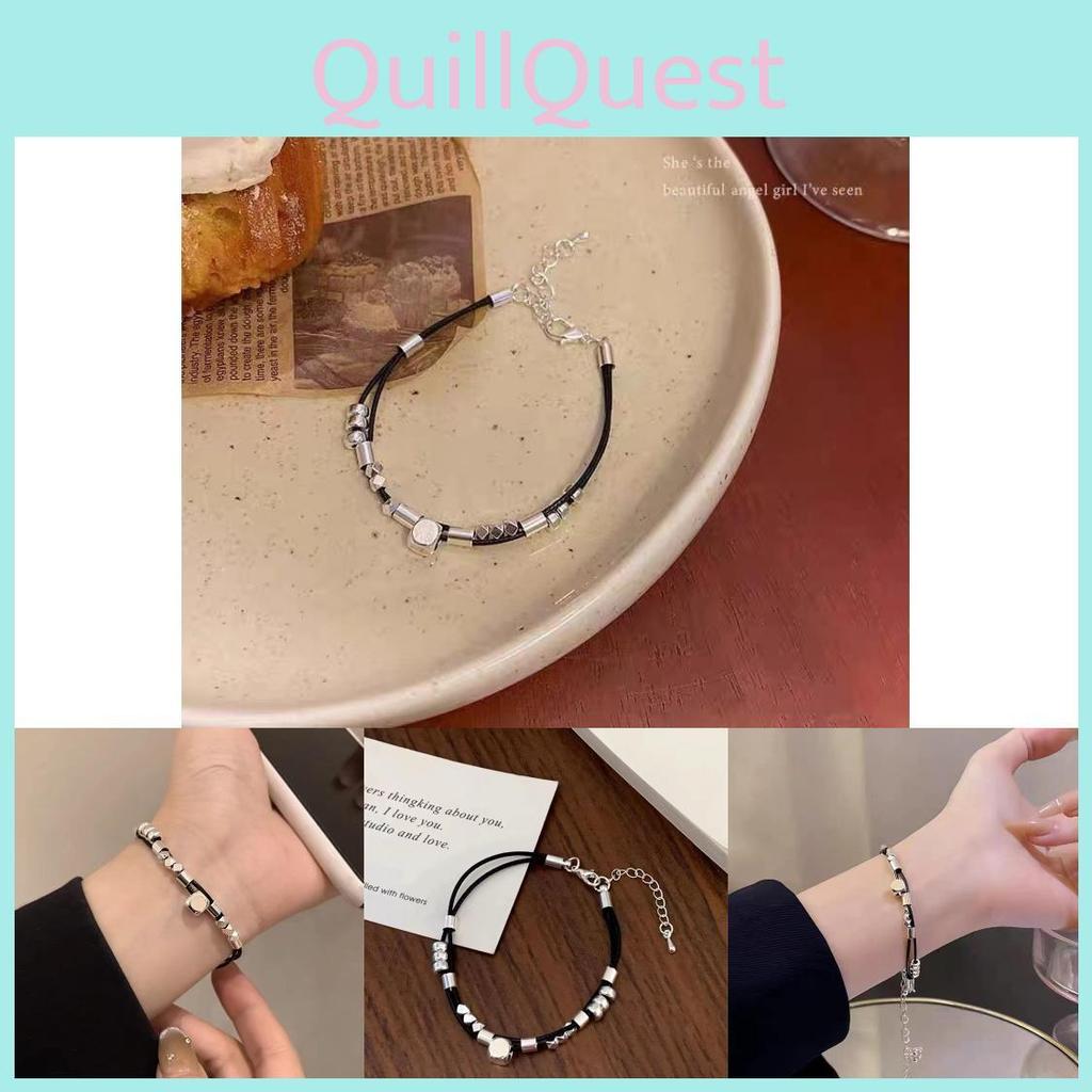 Unique Silver Geometric Square Leather Bracelet For Men And Women 2024 Summer