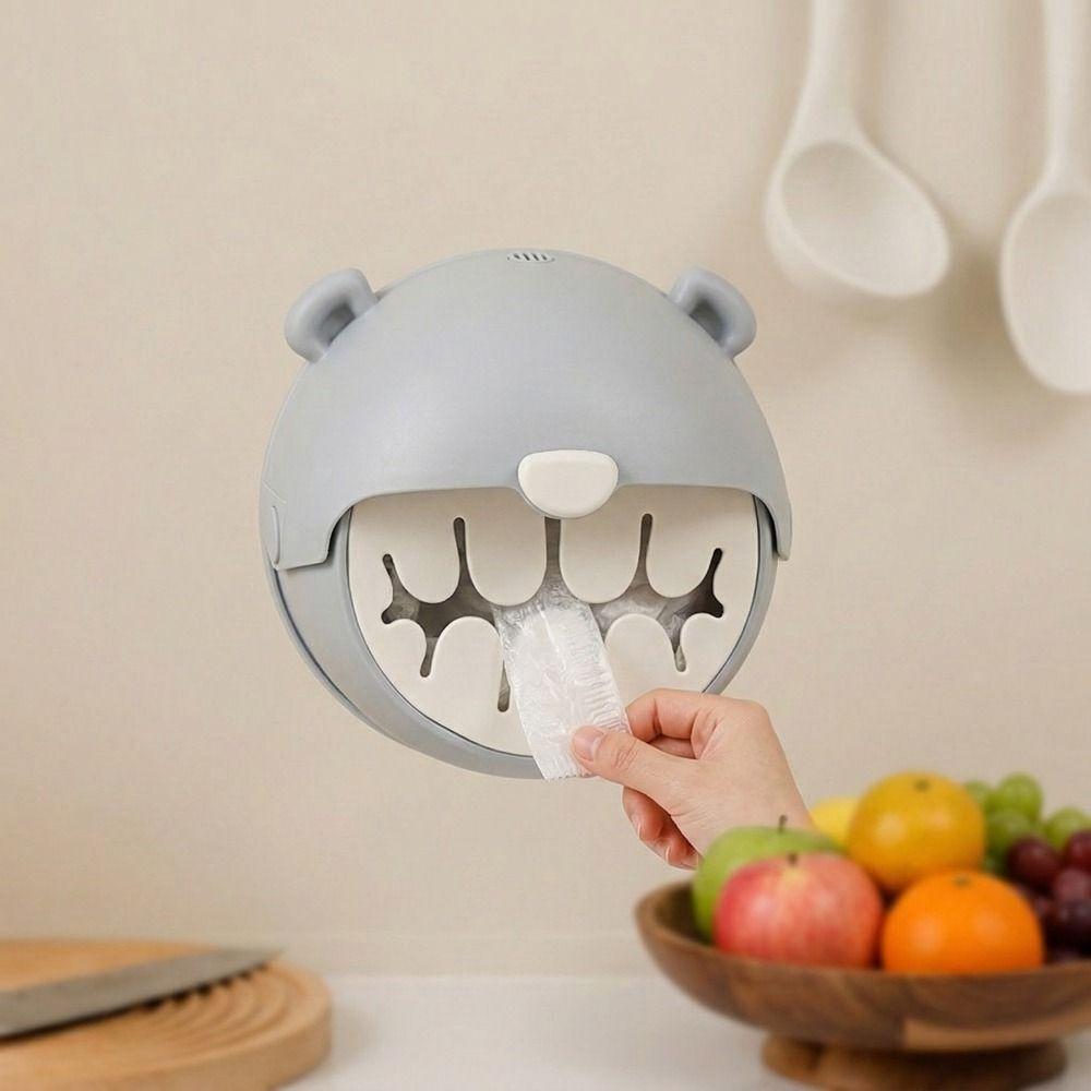 Bear Shape Food Covers Storage Box Wall Mounted Shower Cap Organizer  Bathroom