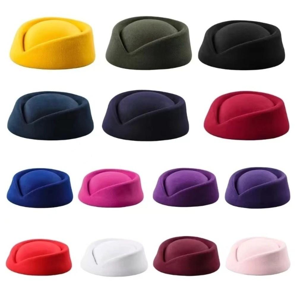 Formal Stewardess Hat Solid Pillbox Cap New Top Hats  for Party