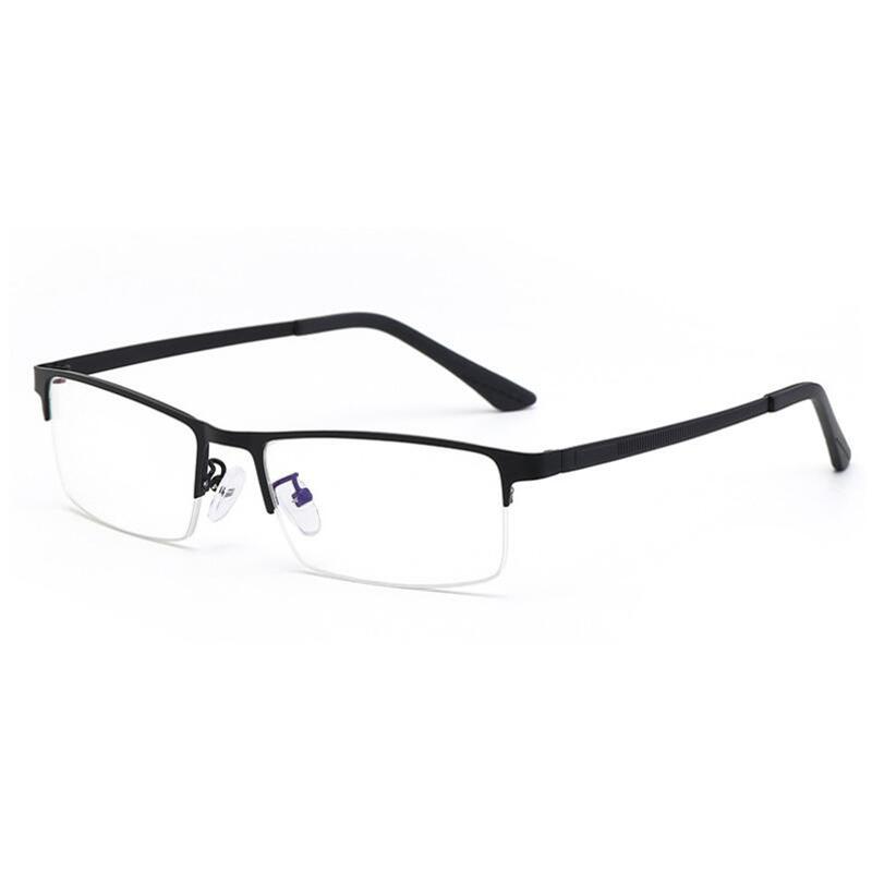 Semi-Rimless Anti Blue Rays Square Myopia Glasses Finished Women Men Metal Student Prescription Eyeglasses 0 -0.5 -0.75 To -6.0