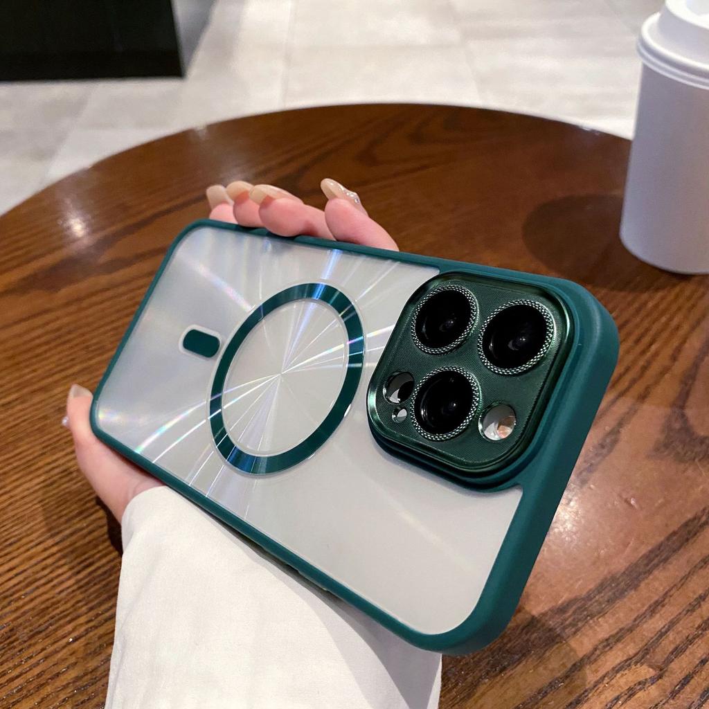 Cd-patterned Aurora Laser Magnetic Attraction, Suitable for Apple 15promax Phone Case, IPhone14 Full Cover, Anti-drop 13 Transparent