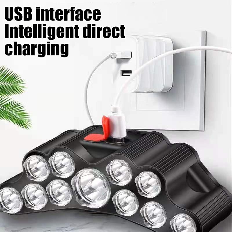 USB Rechargeable Headlight 11 LED Headlamp Strong Light Head Lamp Waterproof Built-in Battery Fishing Flashlight Outdoor Lantern