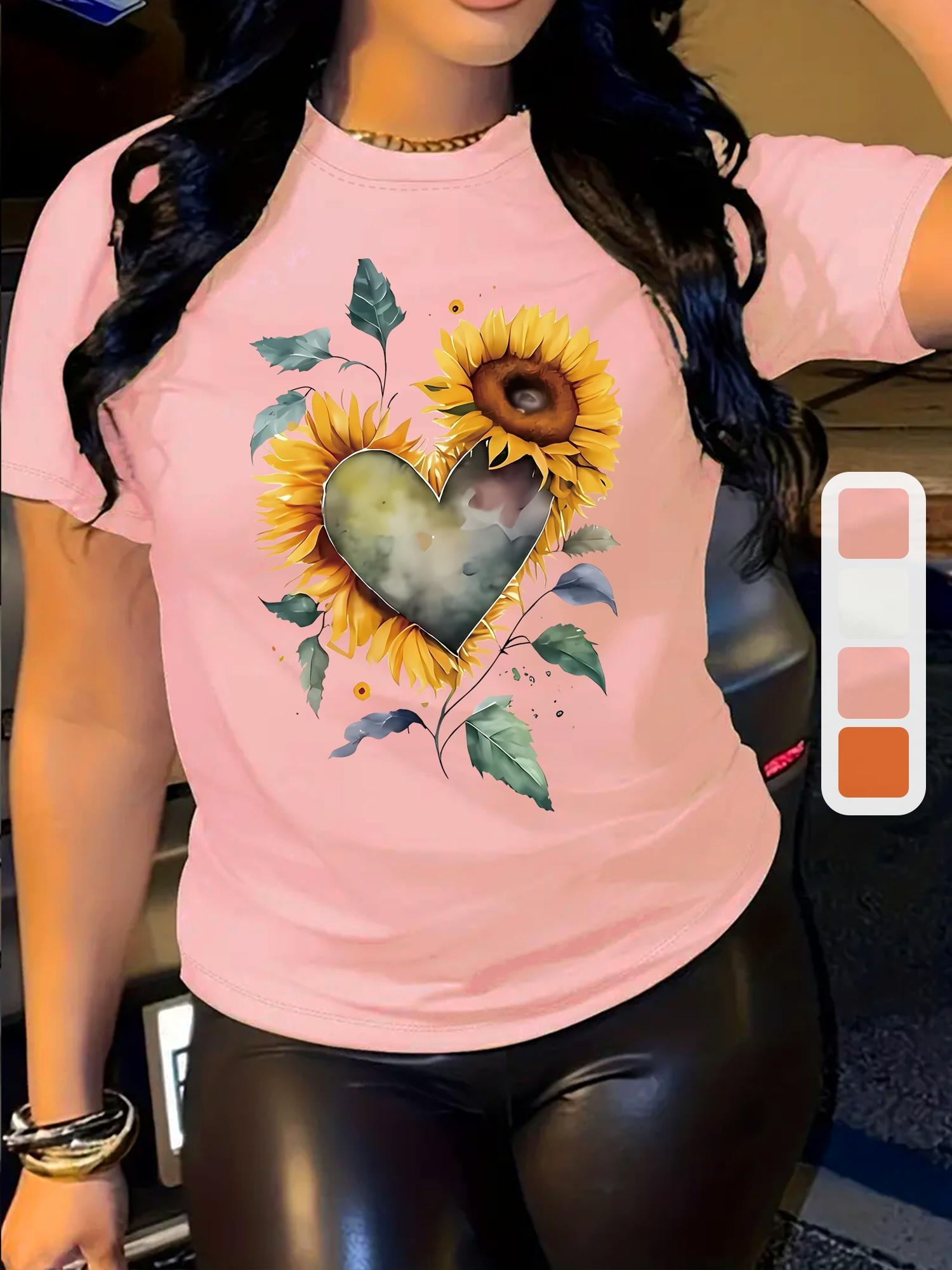 Sunflower Heart Graphic Pink T-shirt XXXL