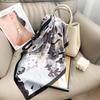 Korean Version of Spring New Printed Silk Scarf Femininity Small Square Scarf Decoration Professional Small Scarf Versatile Scarf with Shirt