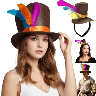 Dress Up Easter Costume Hat Headband Feathered Tall Hat Retro Festival Party Top Hat Photo Props