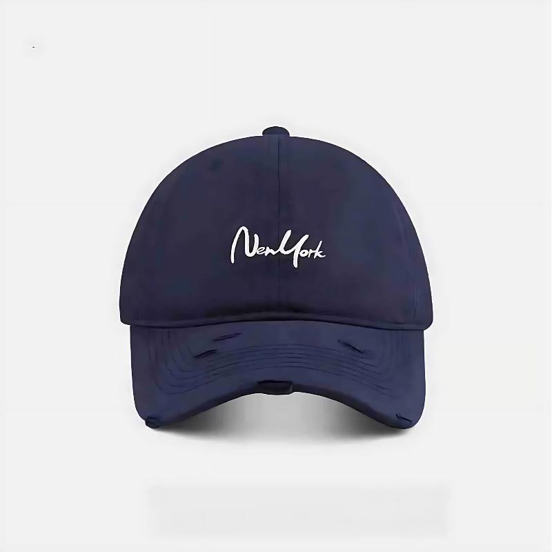 Distressed Perforated Duckbill Cap Cotton Baseball Cap Embroidery Adjustable Deep Fit Baseball Cap For Big Head Daily Hiking